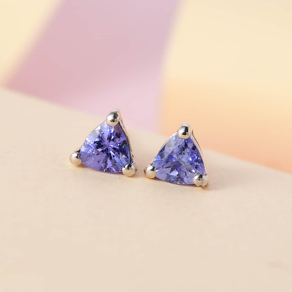 Tanzanite Solitaire Stud Earrings in Platinum Over Sterling Silver 0.50 ctw image number 1