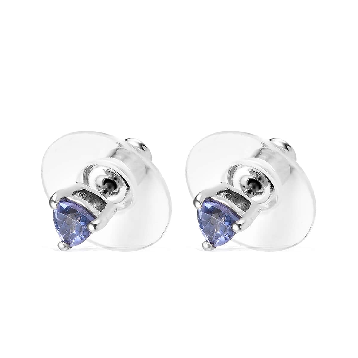 Tanzanite Solitaire Stud Earrings in Platinum Over Sterling Silver 0.50 ctw image number 3