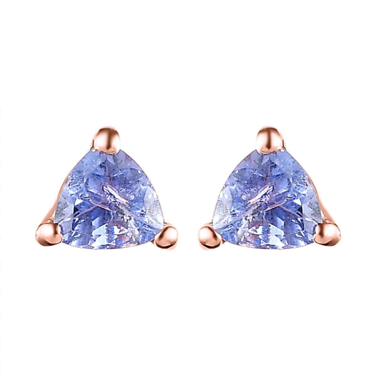 Tanzanite Solitaire Stud Earrings in 14K Rose Gold Over Sterling Silver 0.50 ctw image number 0