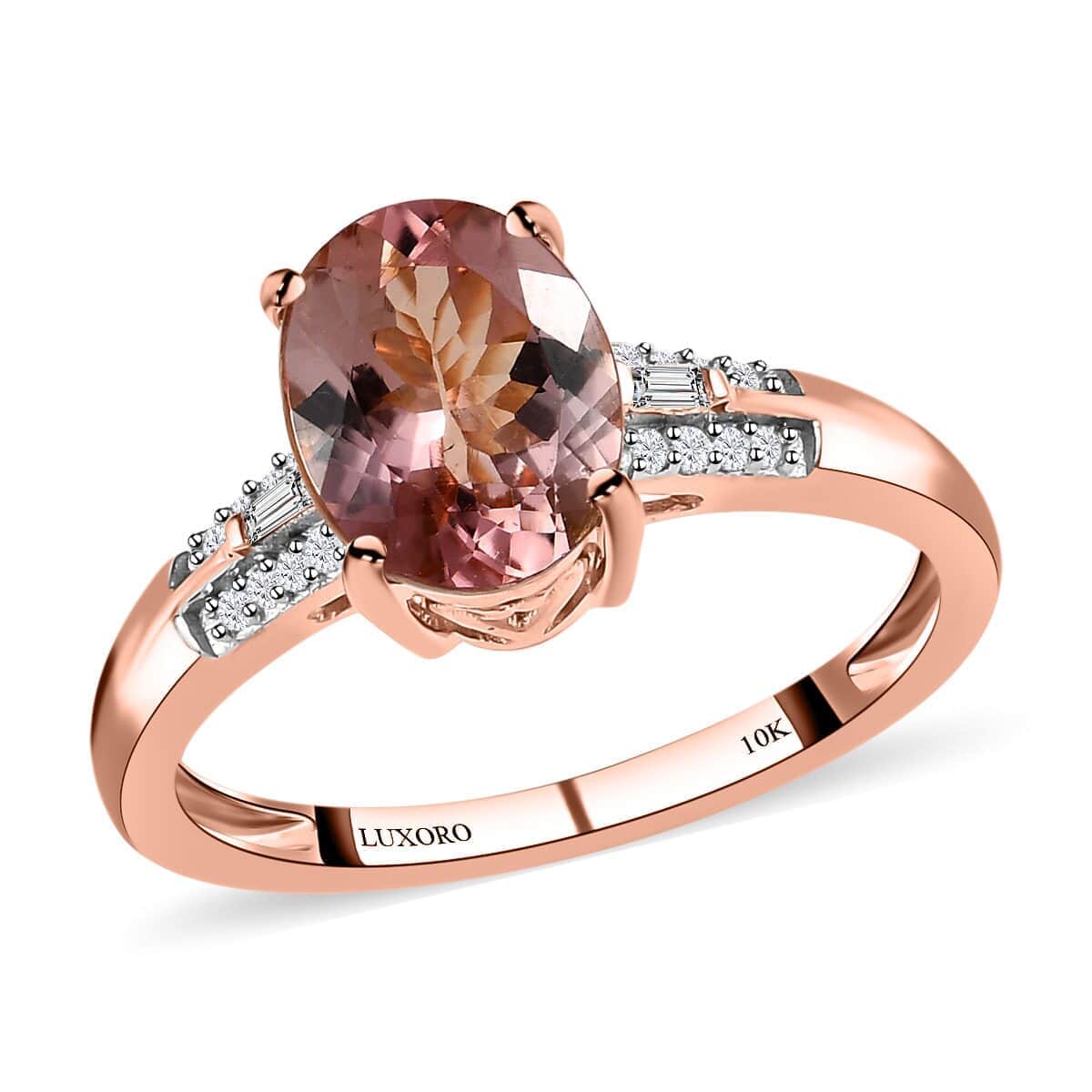 Luxoro 10K Rose Gold Premium Blush Tourmaline and Diamond Ring 2.00 ctw image number 0