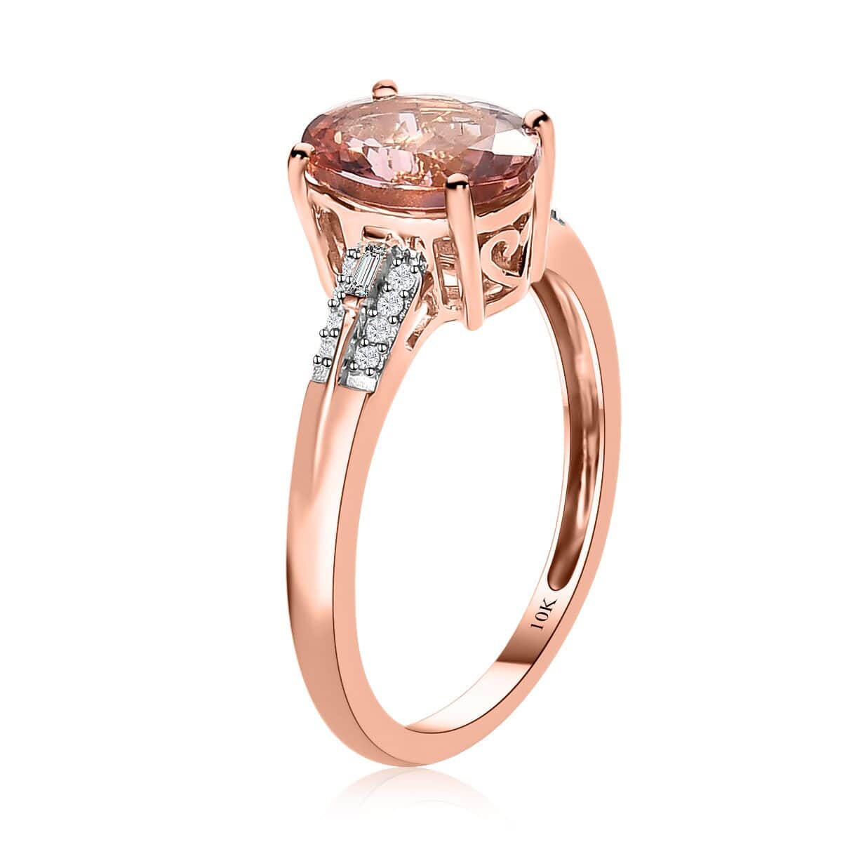 Luxoro 10K Rose Gold Premium Blush Tourmaline and Diamond Ring 2.00 ctw image number 3