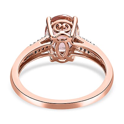 Luxoro 10K Rose Gold Premium Blush Tourmaline and Diamond Ring (Size 10.0) 2.00 ctw