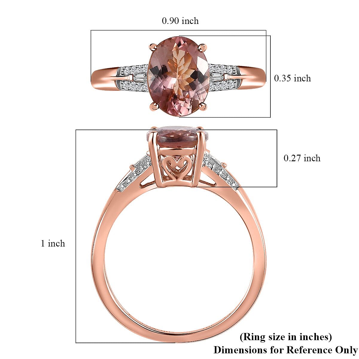Luxoro 10K Rose Gold Premium Blush Tourmaline and Diamond Ring (Size 10.0) 2.00 ctw
