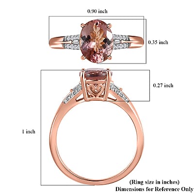 Luxoro 10K Rose Gold Premium Blush Tourmaline and Diamond Ring (Size 10.0) 2.00 ctw
