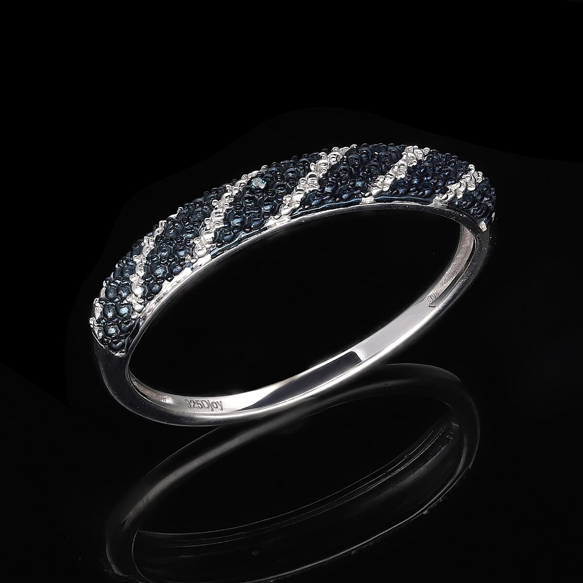 Blue Diamond Accent Ring in Platinum Over Sterling Silver image number 1