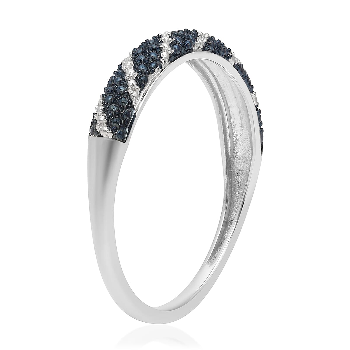 Blue Diamond Accent Ring in Platinum Over Sterling Silver image number 3
