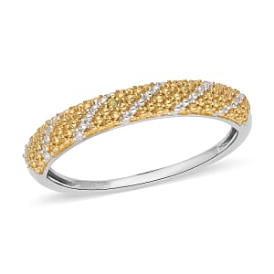 Yellow Diamond Accent Ring in Platinum Over Sterling Silver (Size 9.0)