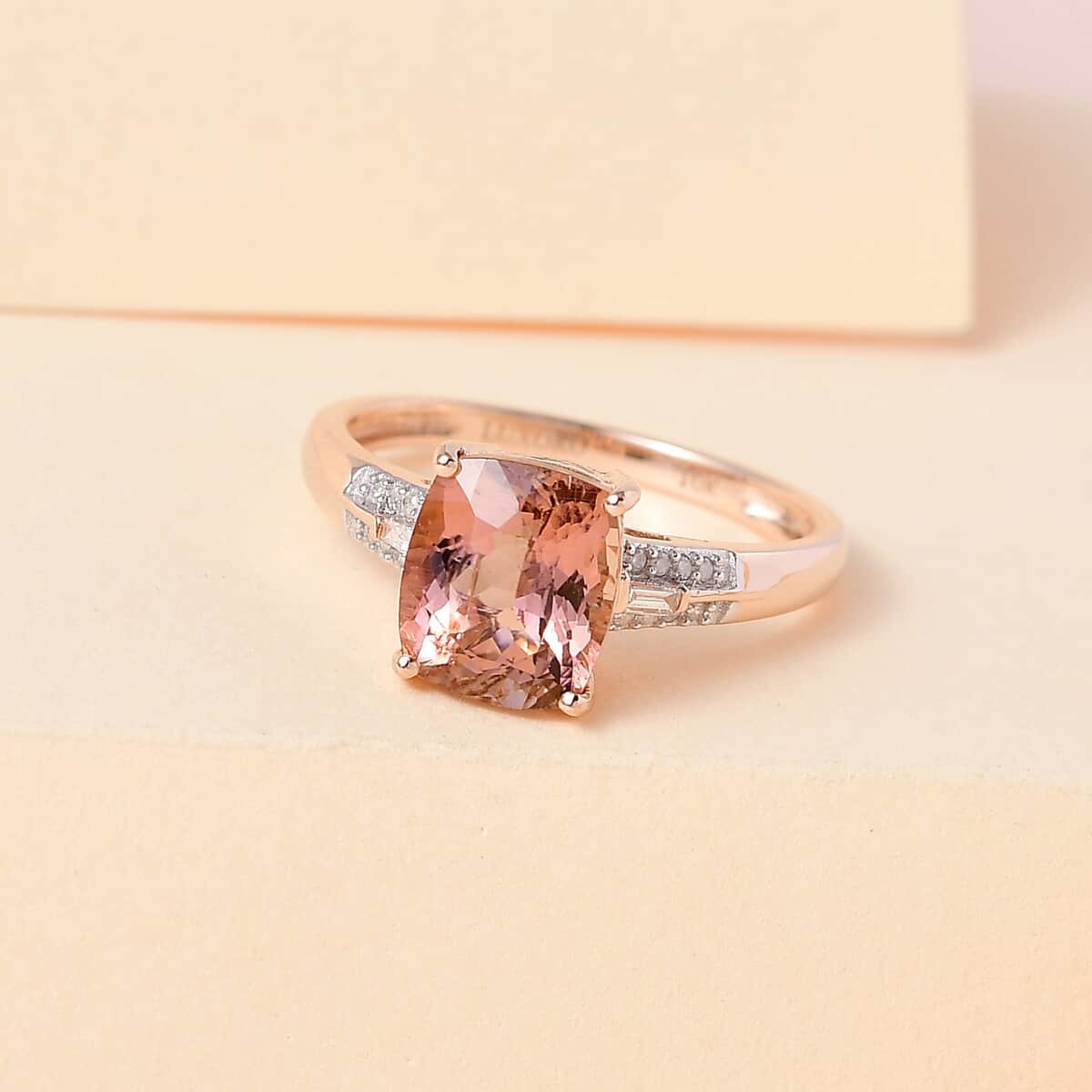 Luxoro 10K Rose Gold Premium Blush Tourmaline and Diamond Ring (Size 9.0) 2.35 ctw image number 1