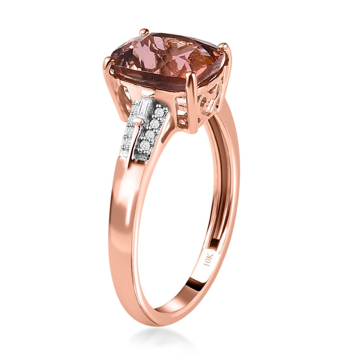 Luxoro 10K Rose Gold Premium Blush Tourmaline and Diamond Ring (Size 9.0) 2.35 ctw image number 3