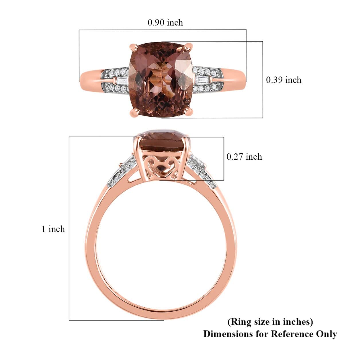 Luxoro 10K Rose Gold Premium Blush Tourmaline and Diamond Ring (Size 9.0) 2.35 ctw image number 5