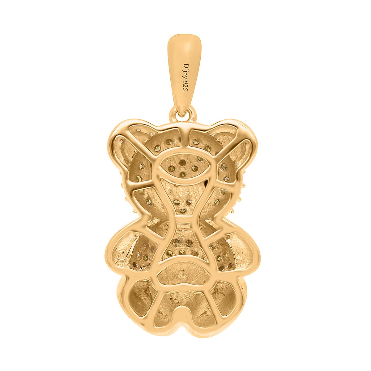 Yellow and Black Diamond Teddy Bear Pendant in Vermeil Yellow Gold Sterling Silver 0.25 ctw image number 4
