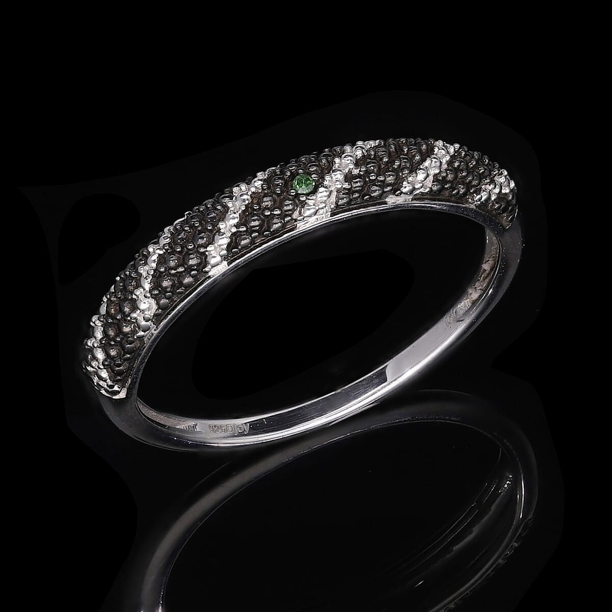 Green Diamond Accent Ring in Platinum Over Sterling Silver (Size 7.0) image number 1
