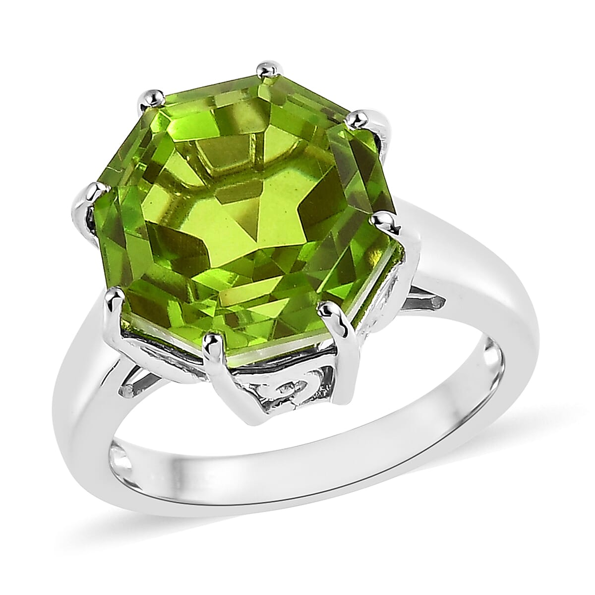 Buy Karis Chartreuse Quartz Solitaire Ring in Platinum Bond (Size