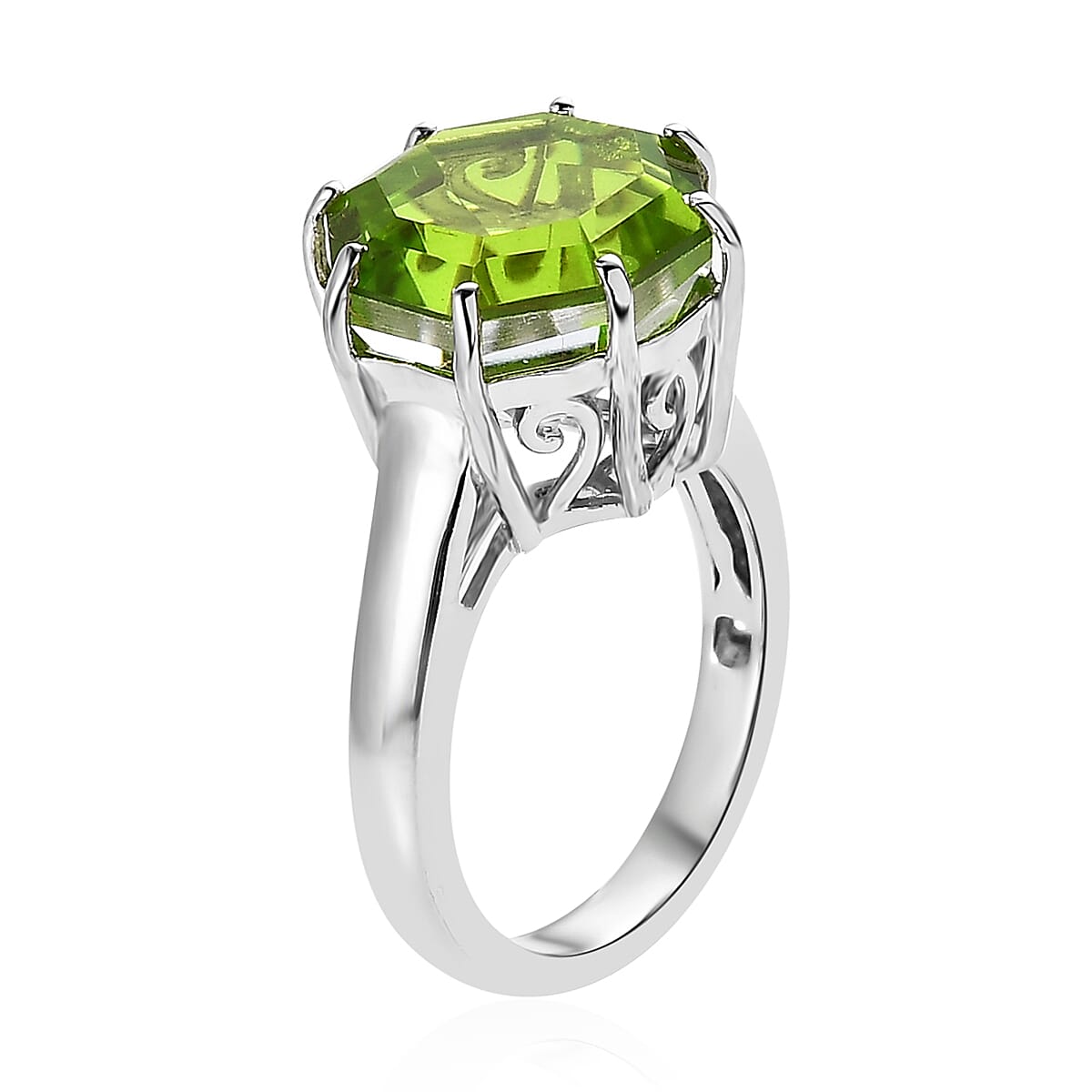 Buy Karis Chartreuse Quartz Solitaire Ring in Platinum Bond (Size