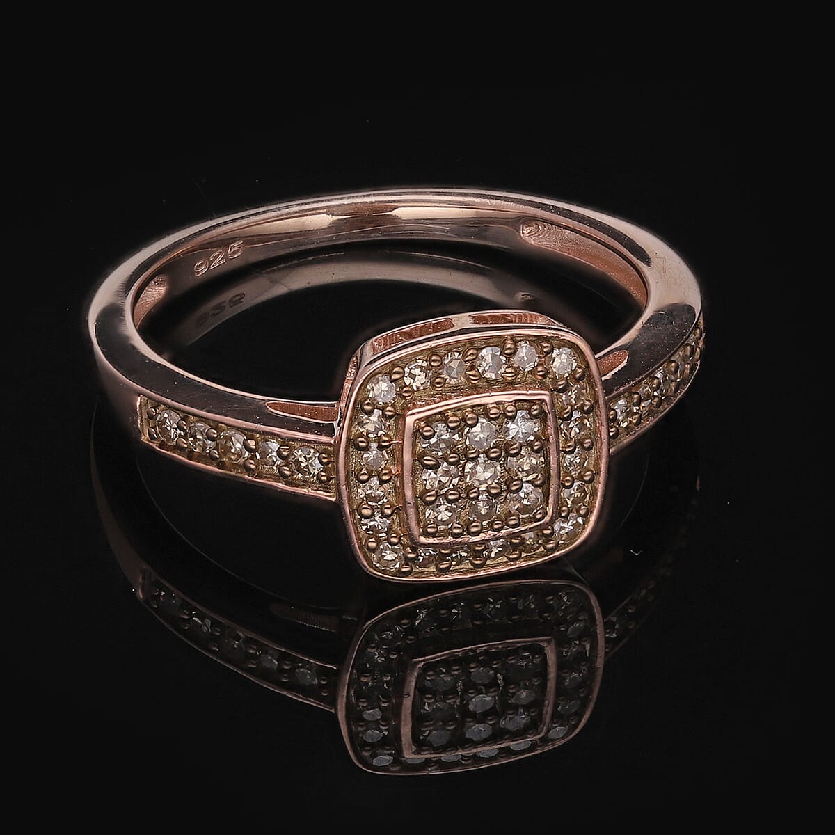 Natural Champagne Diamond Ring in Vermeil Rose Gold Over Sterling Silver (Size 7.0) 0.33 ctw image number 1