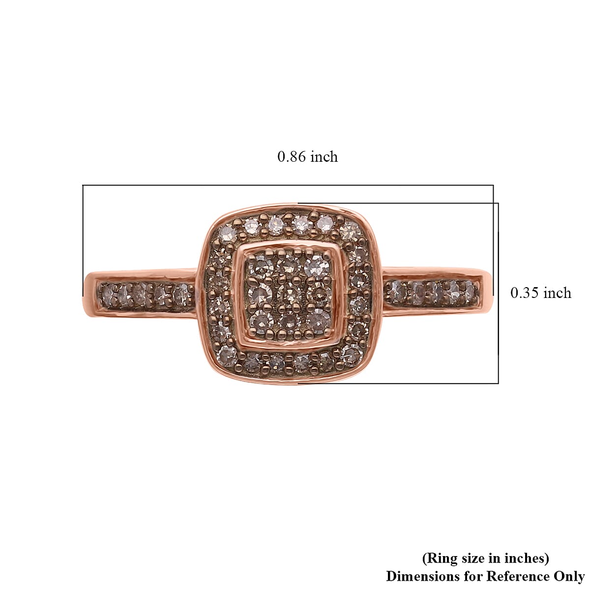 Natural Champagne Diamond Ring in Vermeil Rose Gold Over Sterling Silver (Size 7.0) 0.33 ctw image number 5