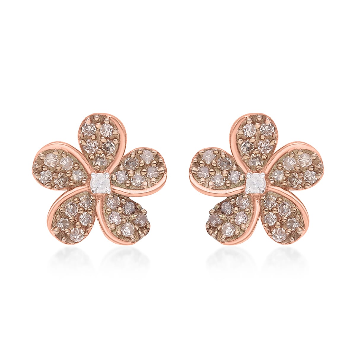 Natural Champagne and White Diamond Earrings