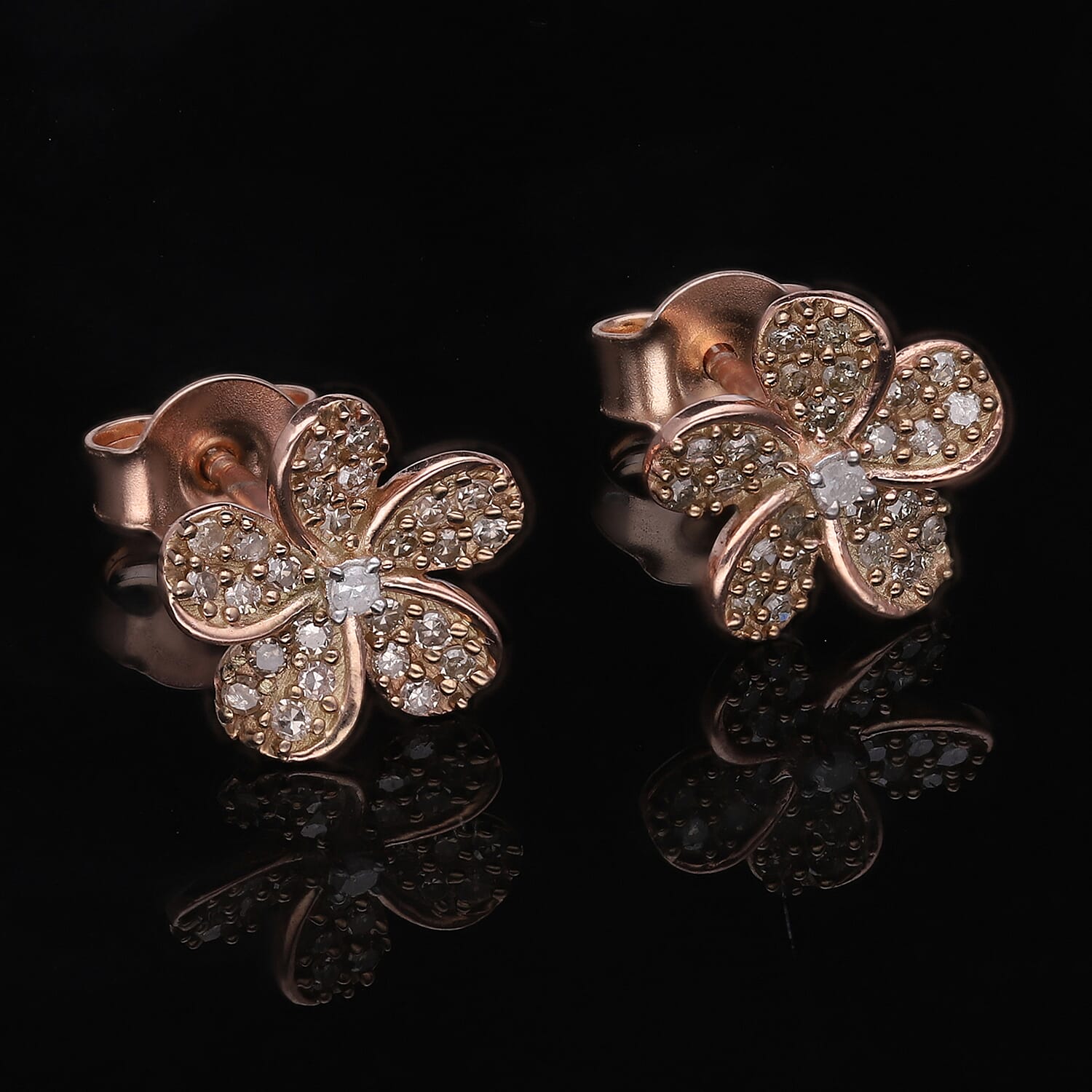 Natural Champagne and White Diamond Earrings