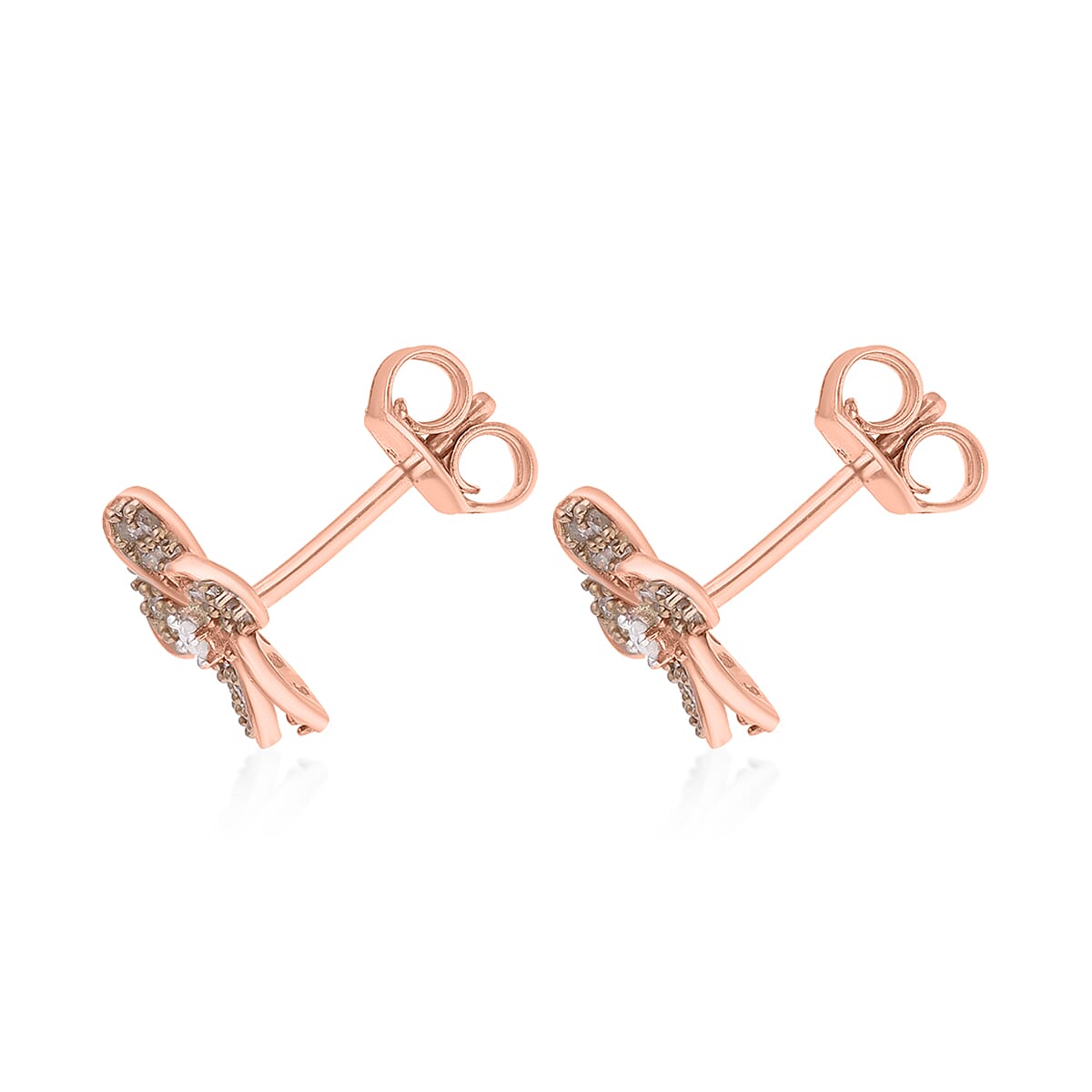 Natural Champagne and White Diamond Earrings