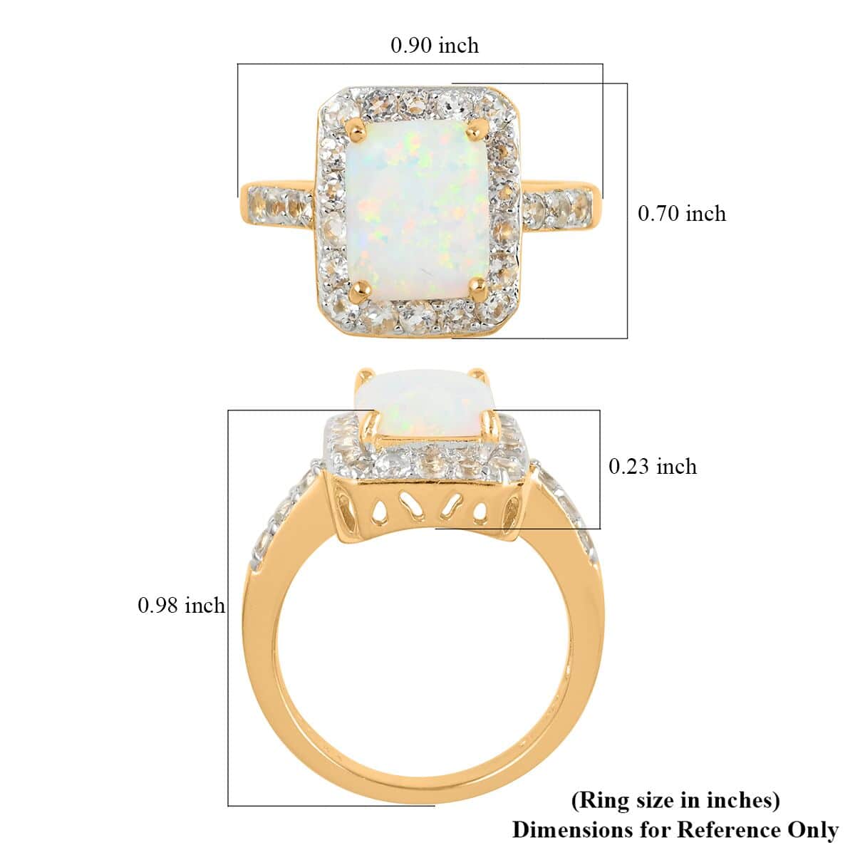 Lab Created Opal and White Zircon Ring in Sterling Silver 1.50 ctw image number 4