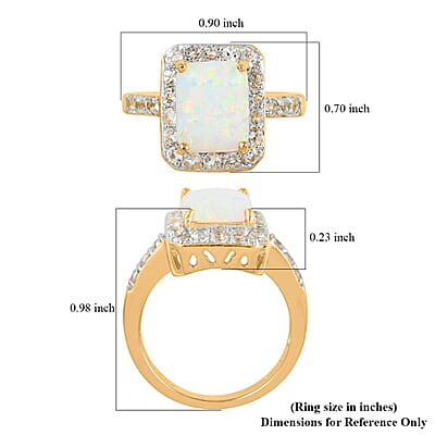 Lab Created Opal and White Zircon Ring in Sterling Silver 1.50 ctw