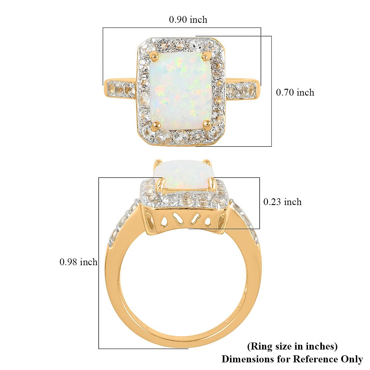 Lab Created Opal and White Zircon Ring in Sterling Silver 1.50 ctw