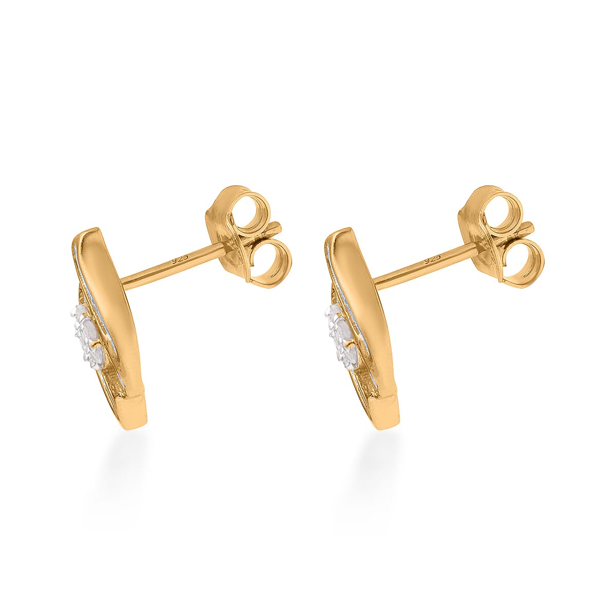 Diamond Wave Stud Earrings in Vermeil YG Over Sterling Silver 0.33 ctw image number 3