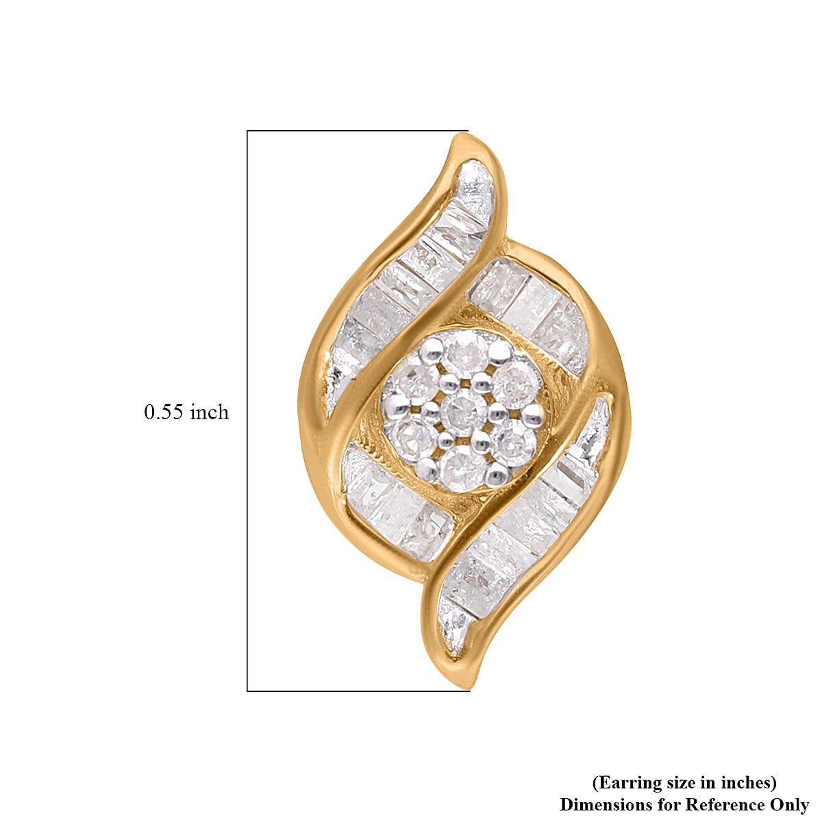 Diamond Wave Stud Earrings in Vermeil YG Over Sterling Silver 0.33 ctw image number 4