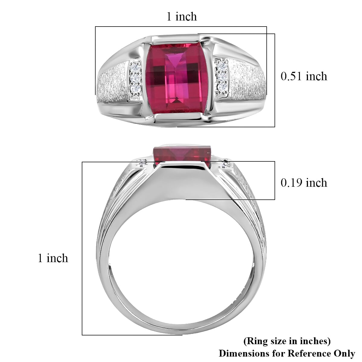 Sideways Emerald-Cut Lab-Created Ruby and White Lab-Created