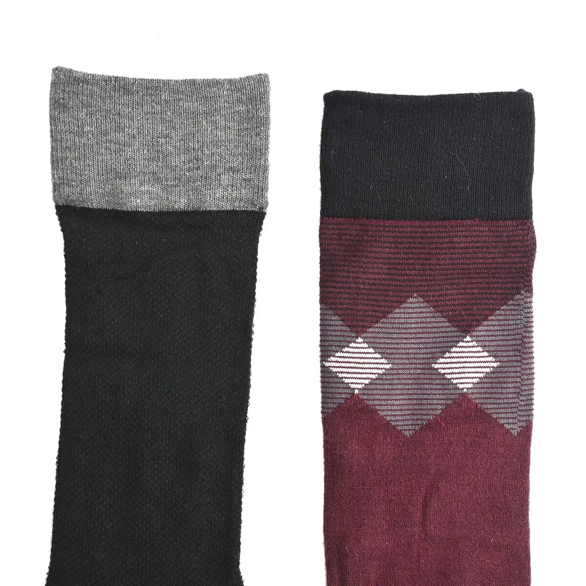 Dr. Scholls Men's 2pck Micro Pattern Dress Crew Socks -Burgundy/Gray (Sizes 7-12 ) image number 5