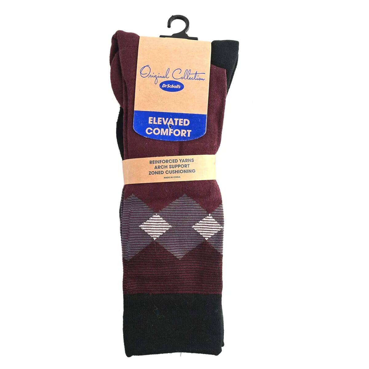 Dr. Scholls Men's 2pck Micro Pattern Dress Crew Socks -Burgundy/Gray (Sizes 7-12 ) image number 6