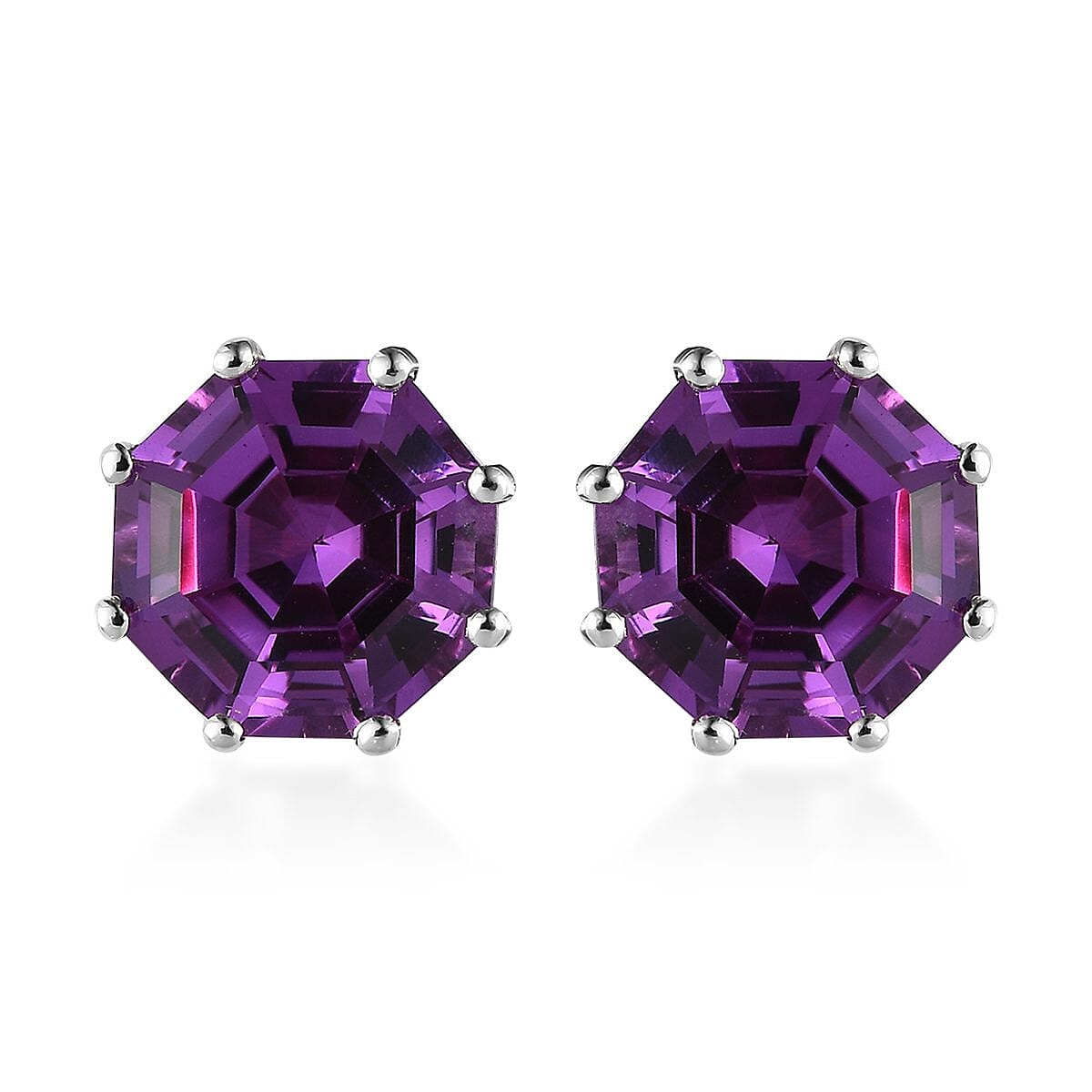 Lab Grown Color Change Sapphire Stud Earrings in Platinum Over Sterling Silver 11.25 ctw image number 0