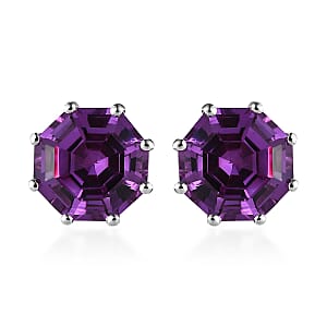 Lab Grown Color Change Sapphire Stud Earrings in Platinum Over Sterling Silver 11.25 ctw