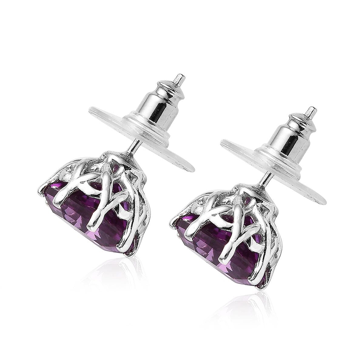 Lab Grown Color Change Sapphire Stud Earrings in Platinum Over Sterling Silver 11.25 ctw image number 3