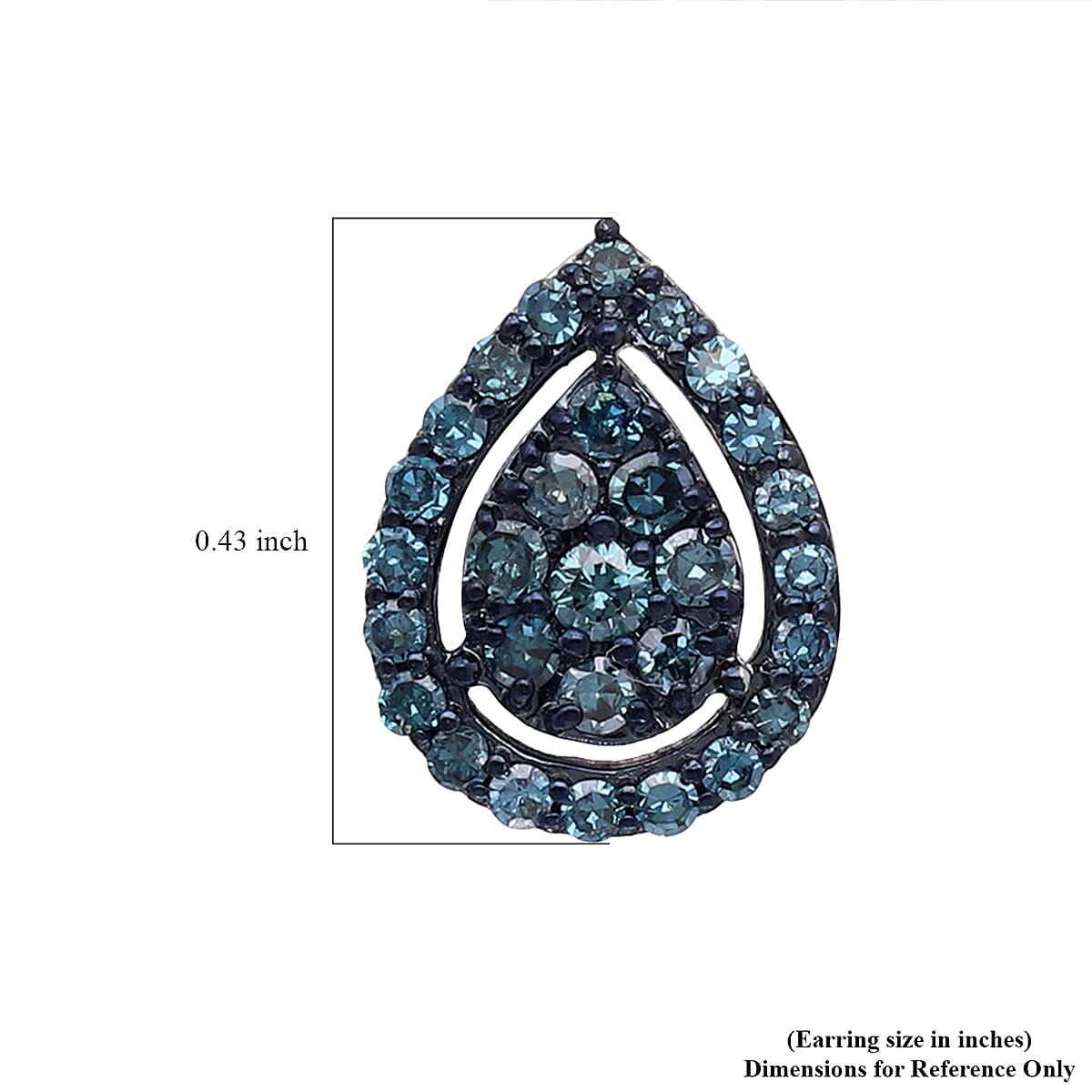 Venice Blue Diamond I1-I2 Pear Shape Stud Earrings in Platinum Over Sterling Silver 0.50 ctw image number 4