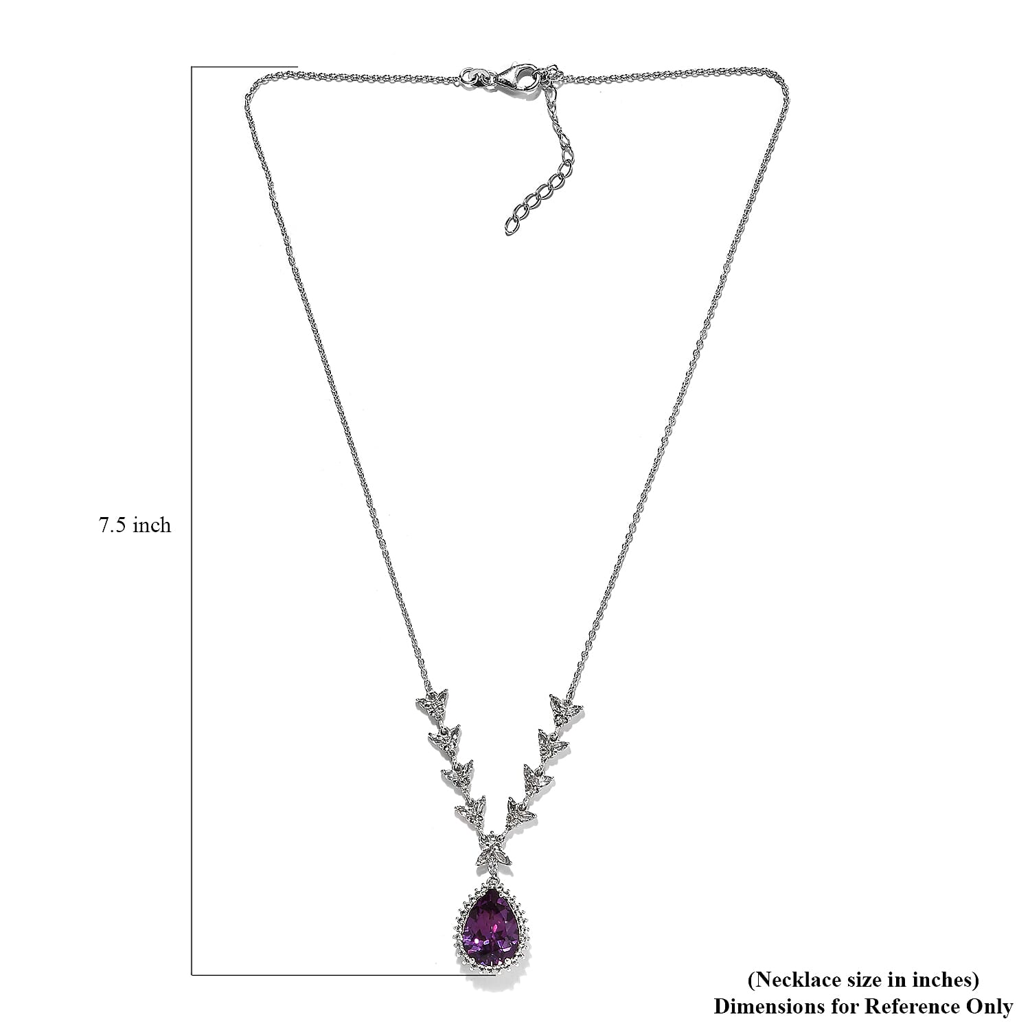 Lab Grown Color Change Sapphire and White Topaz Necklace 18-20 Inches in Platinum Over Sterling Silver 14.75 ctw