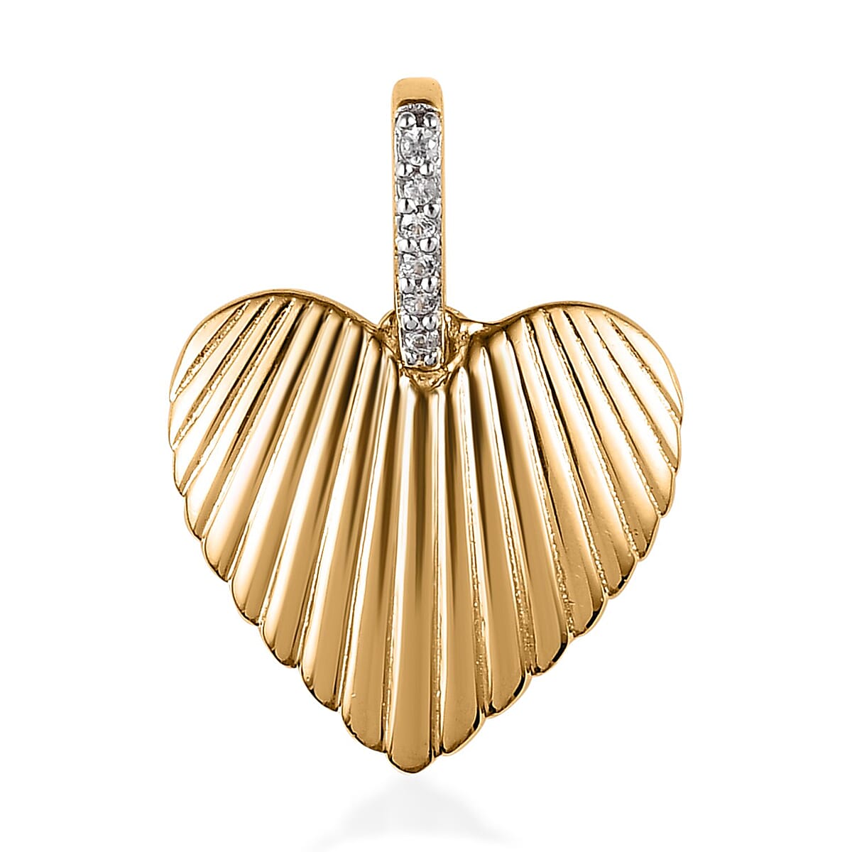 White Zircon Heart Charm in Vermeil Yellow Gold Over Sterling Silver image number 0