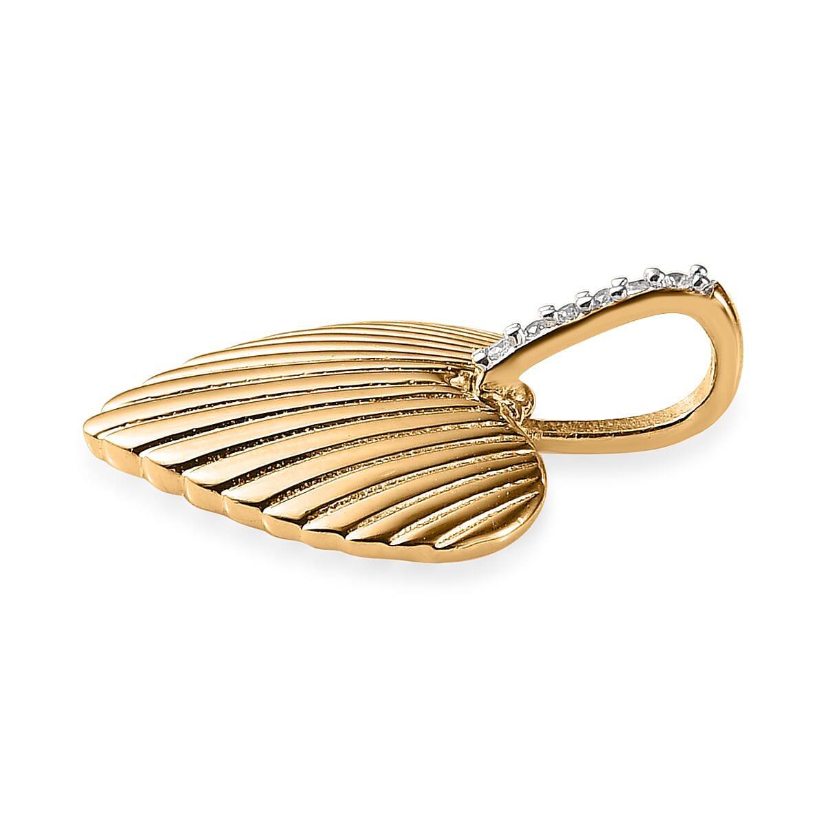 White Zircon Heart Charm in Vermeil Yellow Gold Over Sterling Silver image number 3