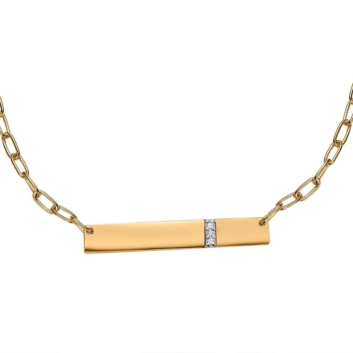 Buy Moissanite Initial Bar Necklace 18 Inches in Vermeil Yellow Gold Over  Sterling Silver 0.05 ctw at