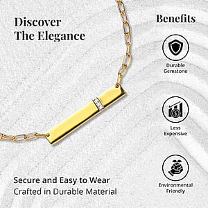 Moissanite Initial Bar Necklace 18 Inches in Vermeil Yellow Gold Over Sterling Silver 0.05 ctw