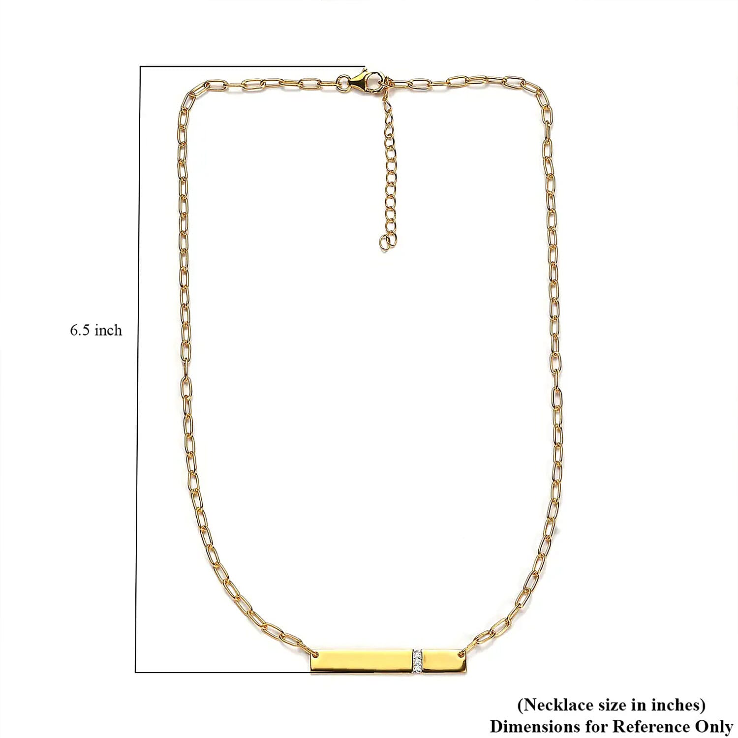 Moissanite Initial Bar Necklace 18 Inches in Vermeil Yellow Gold Over Sterling Silver 0.05 ctw