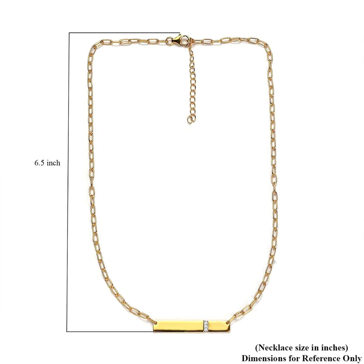 Moissanite Initial Bar Necklace 18 Inches in Vermeil Yellow Gold Over Sterling Silver 0.05 ctw image number 6