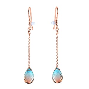 Aqua Terra Costa Quartz (Triplet) Dangle Earrings in 14K Rose Gold Over Sterling Silver 6.75 ctw