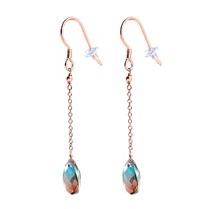 Aqua Terra Costa Quartz (Triplet) Dangle Earrings in 14K Rose Gold Over Sterling Silver 6.75 ctw