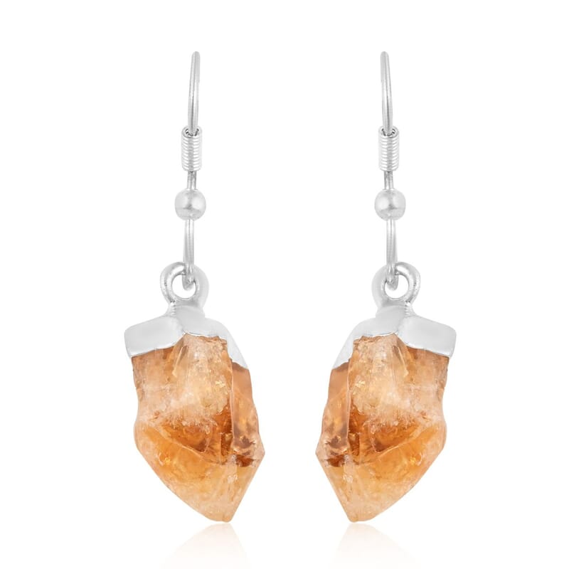 Brazilian Citrine Earrings in Silvertone 13.10 ctw