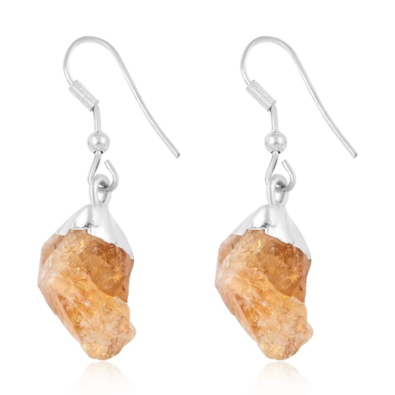 Brazilian Citrine Earrings in Silvertone 13.10 ctw