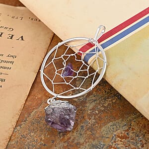 Amethyst 12.80 ctw Dream Catcher Pendant without Chain in Silvertone