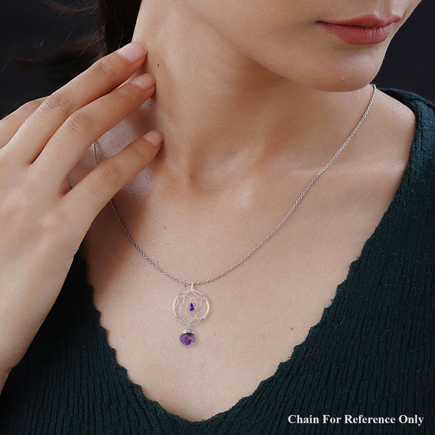 Buy Amethyst Dream Catcher Pendant in Silvertone 12.80 ctw at ShopLC.