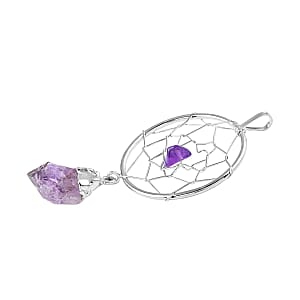 Amethyst 12.80 ctw Dream Catcher Pendant without Chain in Silvertone