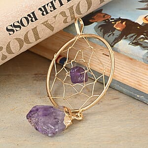 Amethyst Dream Catcher Pendant in Goldtone 12.80 ctw